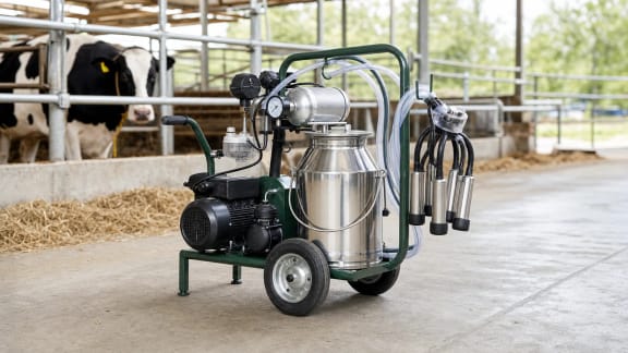 20 L mobile cattle milking machine with 180 L/min vacuum pump in an illustrative agricultural technology context in Türkiye